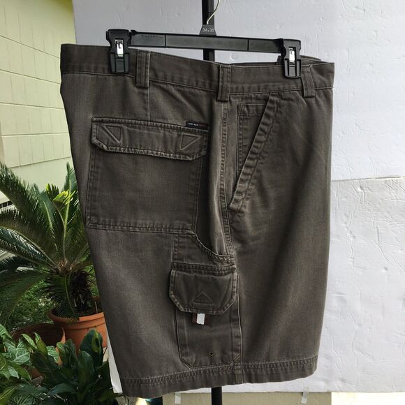 Perry Ellis  Shorts Men 38 Cargo Pockets Cotton Olive Green Work Outdoors Hiking - Picture 3 of 7